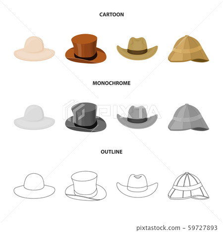 Vector design of hat and cap sign. Set of hat and model stock vector illustration. 59727893