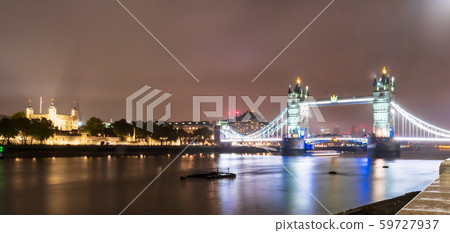 London Tower Bridge and Tower of London at night 59727937