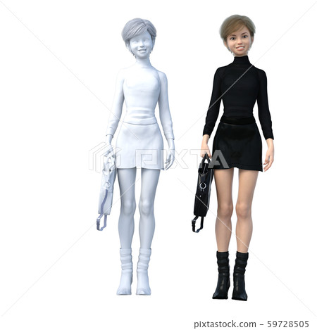 Women, casual clothes, perming3DCG illustration material Women, casual clothes, perming3DCG illustration material 59728505