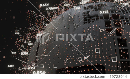 Connection Lines and Dots Around Digital Sphere Connection Lines and Dots Around Digital Sphere 59728944