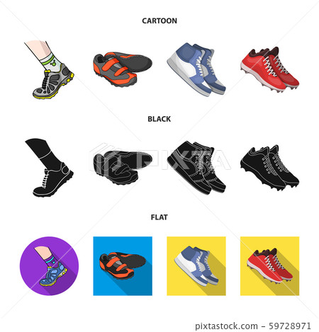 Vector illustration of shoe and sport icon. Set of shoe and fitness stock vector illustration. 59728971