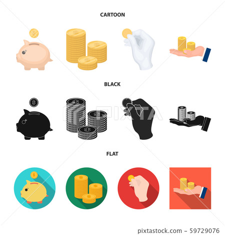 Isolated object of coin and treasure icon. Set of coin and money vector icon for stock. 59729076