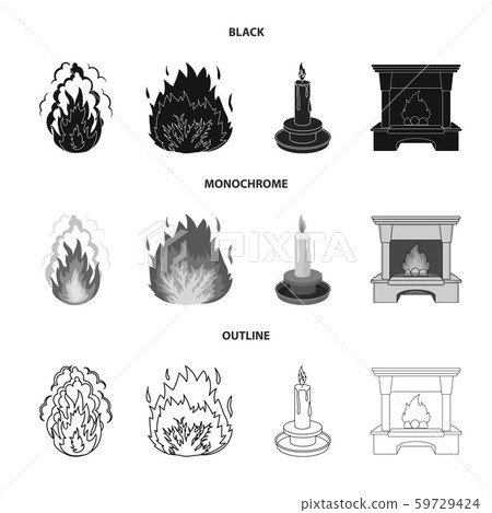 Vector illustration of fire and flame symbol. Set of fire and fireball vector icon for stock. 59729424