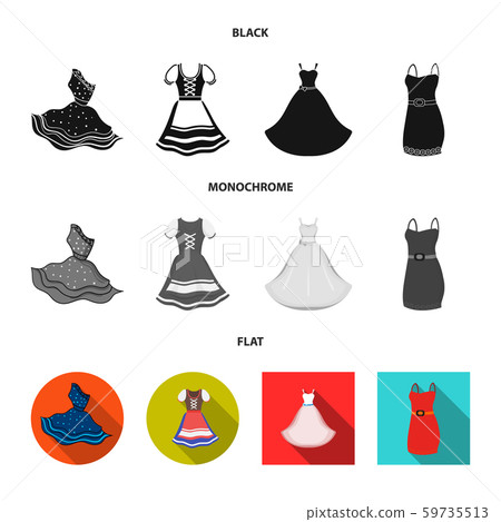 Isolated object of dress and clothes logo. Collection of dress and evening stock vector illustration 59735513