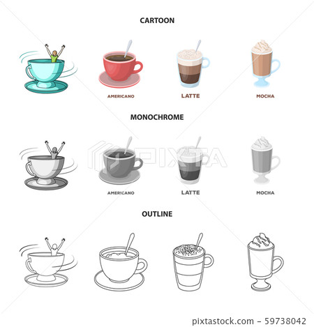 Isolated object of cup and coffe symbol. Set of cup and top vector icon for stock. Isolated object of cup and coffe symbol. Set of cup and top vector icon for stock. 59738042