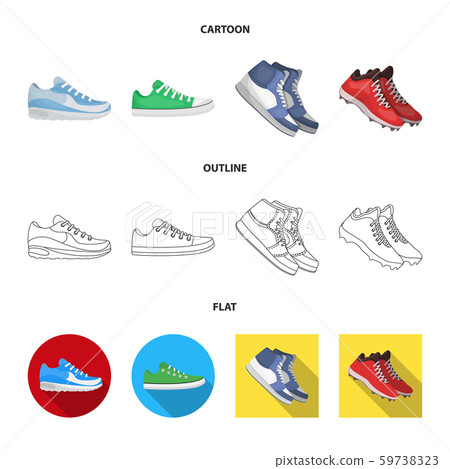 Vector design of shoe and sport icon. Set of shoe and fitness vector icon for stock. 59738323
