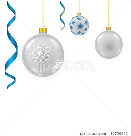 set of vector colorful glass christmas tree balls hanging on gold eyelets. set of vector colorful glass christmas tree balls hanging on gold eyelets. 59739222