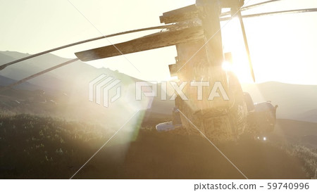 old rusted military helicopter in the desert at old rusted military helicopter in the desert at 59740996