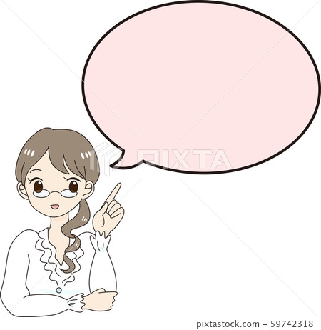 Female glasses character pointing finger balloon balloon commentary white shirt guidance OL business neat and cute 59742318