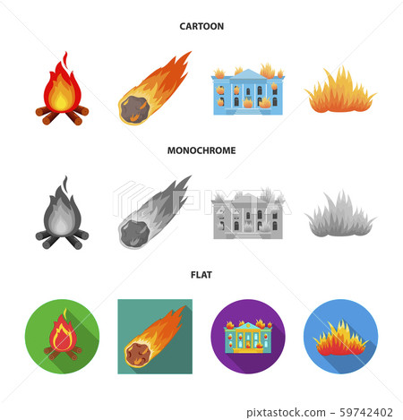 Isolated object of fire and flame icon. Set of fire and fireball stock vector illustration. Isolated object of fire and flame icon. Set of fire and fireball stock vector illustration. 59742402