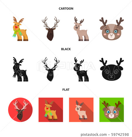Vector design of elk and head sign. Set of elk and stag vector icon for stock. 59742598