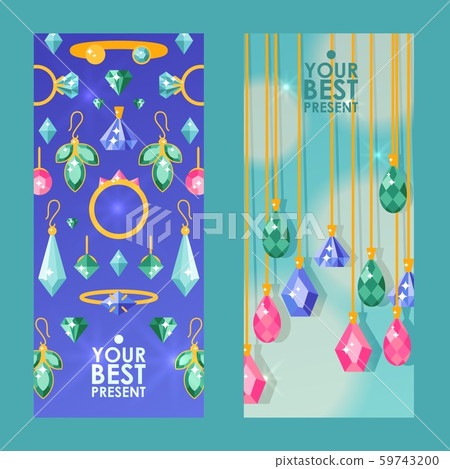 Jewelry store website banners, vector illustration. Sparkling diamonds and jewels with precious Jewelry store website banners, vector illustration. Sparkling diamonds and jewels with precious 59743200