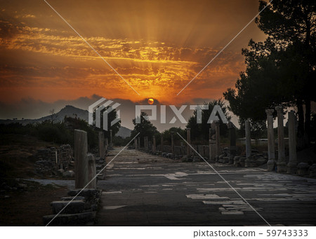 The the ancient city of Ephesus. The Harbour The the ancient city of Ephesus. The Harbour 59743333