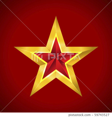 Gold red star vector illustration 3D art symbol 59743527