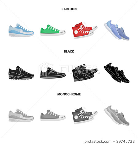 Vector design of shoe and sport logo. Set of shoe and fitness stock vector illustration. 59743728