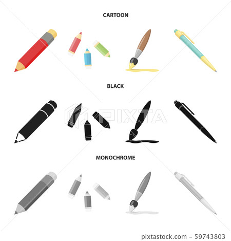 Vector design of pencil and sharpen sign. Collection of pencil and color stock vector illustration. 59743803