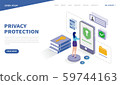 Security data protection concept. computing or server technology. Internet security. data security Access. Landing page template. Can use for web and banner. 3d vector isometric illustration. 59744163