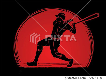 Baseball player action cartoon sport graphic vector. 59744183