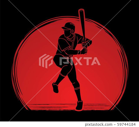 Baseball player action cartoon sport graphic vector. 59744184