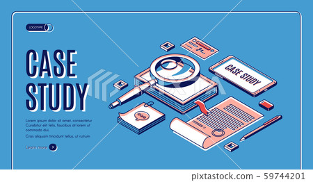 Case study isometric banner, information research 59744201
