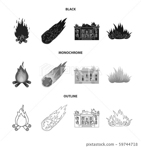 Isolated object of fire and flame icon. Collection of fire and fireball stock symbol for web. 59744718