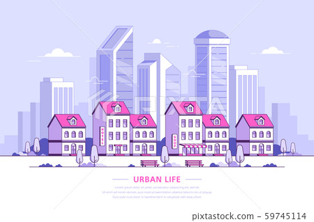 Urban Landscape Illustration Flat Style Banner Stock