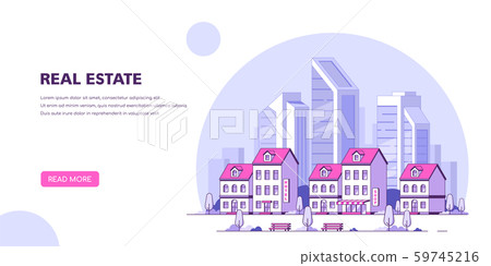 Urban landscape illustration, flat style banner design Urban landscape illustration, flat style banner design 59745216