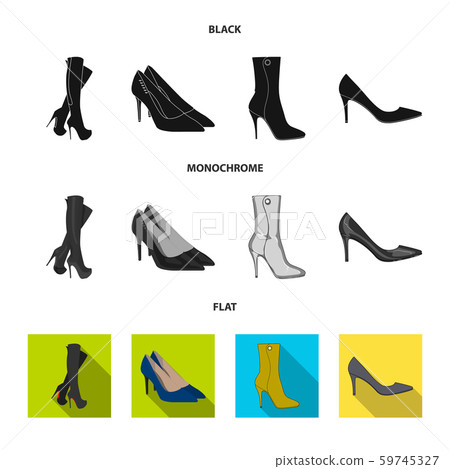 Vector design of heel and high symbol. Set of heel and stiletto stock symbol for web. 59745327
