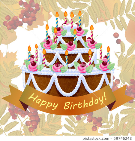 Happy birthday greetings. Postcard to the day of birth. Happy birthday greetings. Postcard to the day of birth. 59746248