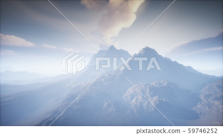 Volcano Crater Landscape with Fog Volcano Crater Landscape with Fog 59746252