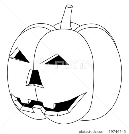 Halloween pumpkin. Black and white flat vector illustration Halloween pumpkin. Black and white flat vector illustration 59746343