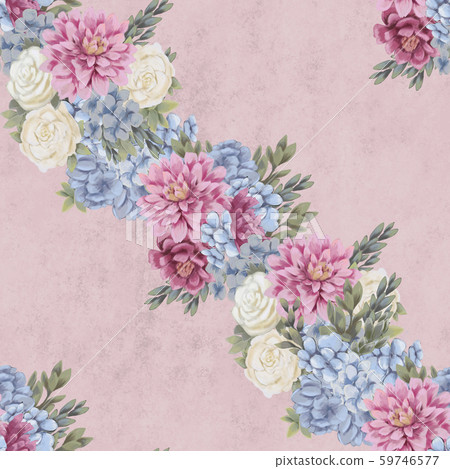 Watercolor floral seamless pattern. Hand painted flowers, greeting card template or wrapping paper 59746577