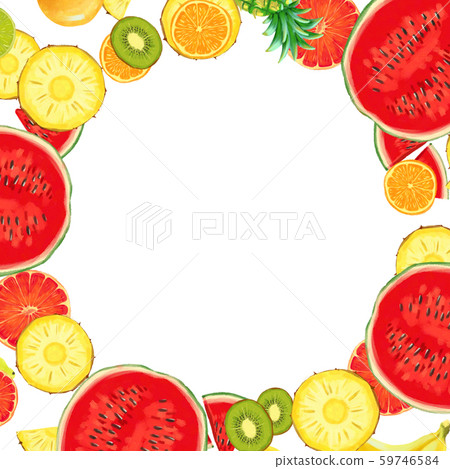 Hand drawn Exotic Fruit frame isolated on white background 59746584