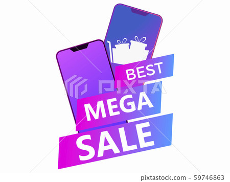 Mega sale of smartphones. Cyber sale banner, Mega sale of smartphones. Cyber sale banner, 59746863