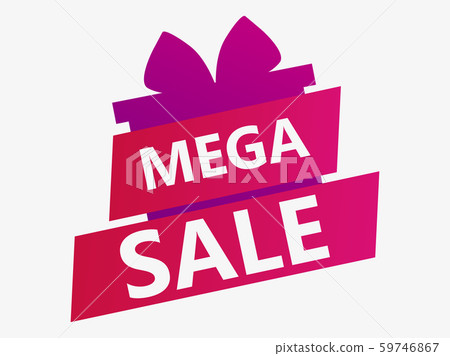 Mega sale banner with gift box and ribbon, Mega sale banner with gift box and ribbon, 59746867