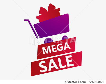 Mega sale banner with trolley and gifts. Shopping Mega sale banner with trolley and gifts. Shopping 59746868