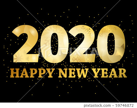 2020 Happy New Year celebration banner with golden 59746872