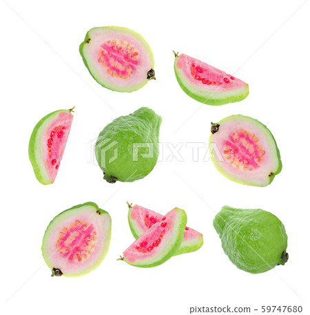 pink guava fruit on white background. 59747680