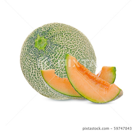 Ripe cantaloupe melon on white background 59747843