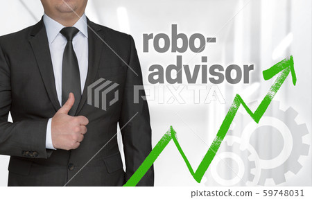 Robo Advisor concept and businessman with thumbs Robo Advisor concept and businessman with thumbs 59748031