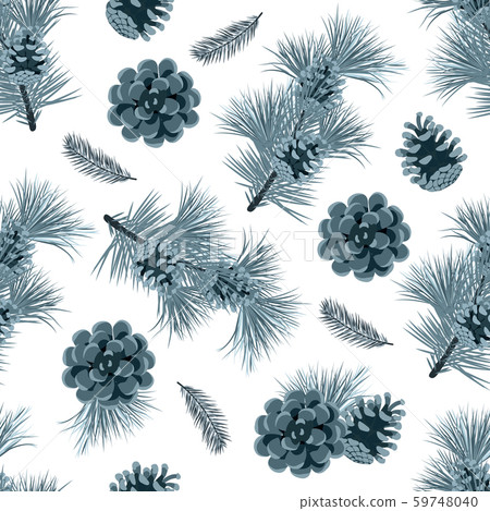 Christmas seamless pattern with green fir branches - Stock Illustration ...