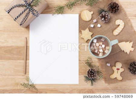 Mockup postcard for to do list and hot chocolate Mockup postcard for to do list and hot chocolate 59748069