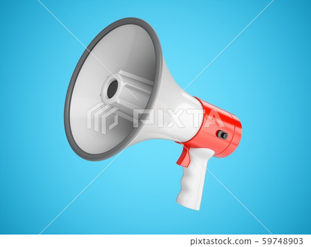 3D Rendering Megaphone isolated on blue background 3D Rendering Megaphone isolated on blue background 59748903