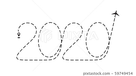 Airplane 2020 track to point, line way or air Airplane 2020 track to point, line way or air 59749454
