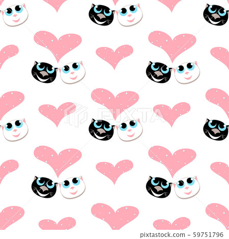 seamless pattern with pair of cats in love - Stock Illustration ...