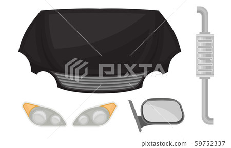 Black hood and other auto parts. Vector illustration on a white background. Black hood and other auto parts. Vector illustration on a white background. 59752337