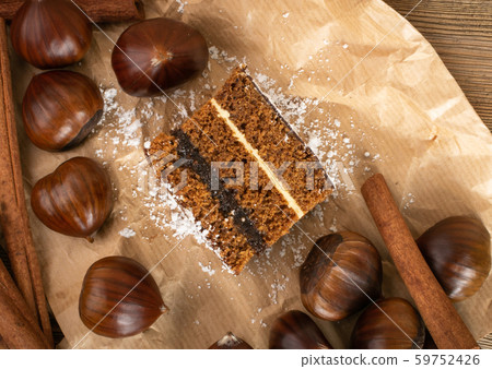 Sponge Chestnut Cake with Spices, Piernik, Brown 59752426