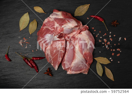 Fresh raw beef steak on black stone background 59752564