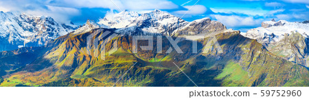 Panorama of Swiss Alps first snow, Switzerland 59752960