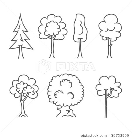 Tree Icons. Vector Doodle Trees Symbols. 59753999